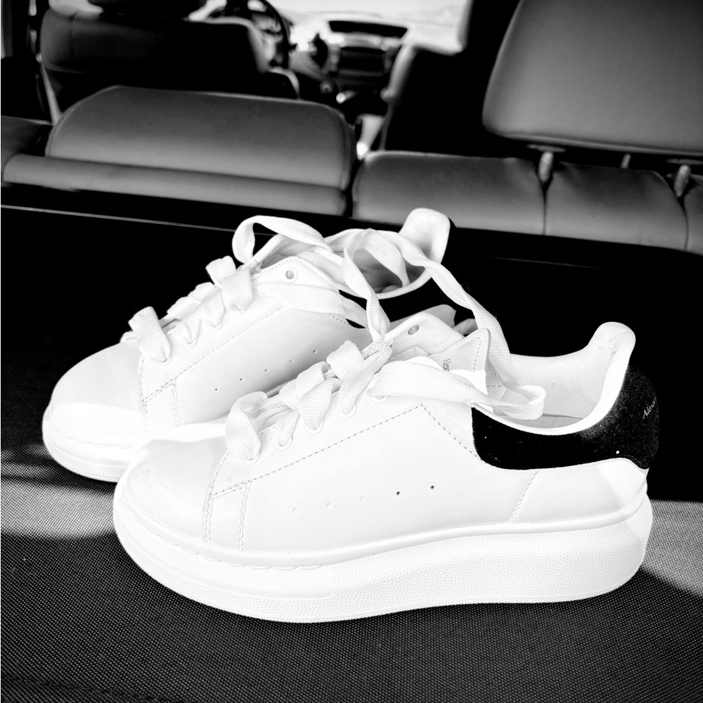 Women's White and Black Sneakers - Picture 3 of 3